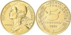 World Coins - Coin, France, Marianne, 5 Centimes, 1991, Monnaie de Paris, BU,
