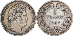 World Coins - France, 5 Francs, Louis-Philippe, 1847, Bordeaux, Silver,