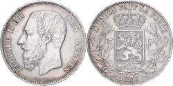 World Coins - Belgium, Leopold II, 5 Francs, 5 Frank, 1873, Brussels, Tranche A, Silver