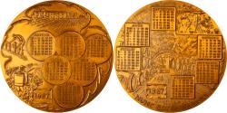 World Coins - France, Medal, Calendrier, Nouvelle Année, Vignoble, Vin, 1987, Buquoy,