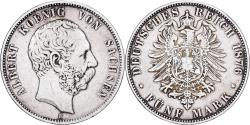 World Coins - German States, SAXONY-ALBERTINE, Albert, 5 Mark, 1876, Muldenhütten, Silver