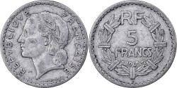 World Coins - France, 5 Francs, Lavrillier, 1945, Beaumont - Le Roger, Aluminum,
