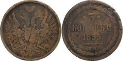 World Coins - Russia, Nicholas I, 3 Kopeks, 1855, Ekaterinbourg, Copper, , KM:151.1