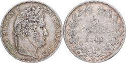 World Coins - France, 5 Francs, Louis-Philippe, 1848, Strasbourg, Silver,