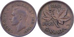World Coins - Canada, George VI, Cent, 1943, Royal Canadian Mint, Bronze, , KM:32