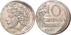 World Coins - Coin, Brazil, 10 Centavos, 1967, error off center strike,
