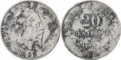 World Coins - Italy, Vittorio Emanuele II, 20 Centesimi, 1863, Milan, Silver,