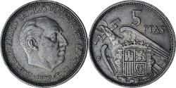 World Coins - Spain, Caudillo and regent, 5 Pesetas, 1957 (74), Copper-nickel,