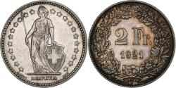 World Coins - Switzerland, 2 Francs, Helvetia, 1921, Bern, Silver, , KM:21
