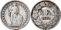World Coins - Switzerland, 1/2 Franc, 1908, Bern, Silver, , KM:23