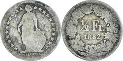 World Coins - Coin, Switzerland, 1/2 Franc, 1882, Bern, , Silver, KM:23