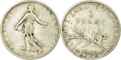 World Coins - Coin, France, Semeuse, Franc, 1908, Paris, , Silver, KM:844.1