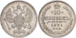 World Coins - Russia, Alexander II, 10 Kopeks, 1861, Saint Petersburg, Silver,