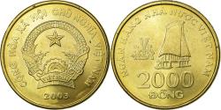 World Coins - Vietnam, SOCIALIST REPUBLIC, 2000 Dông, 2003, Vantaa, Brass plated steel