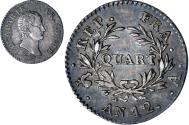 World Coins - Coin, France, Napoléon I, 1/4 Franc, An 12, Paris, , Silver, KM:653.1