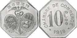 World Coins - France, Chambre de commerce de Rouen, 10 Centimes, 1918, , Aluminium