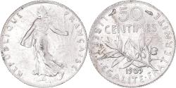 World Coins - Coin, France, Semeuse, 50 Centimes, 1909, Paris, , Silver, KM:854