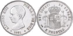 World Coins - Spain, Alfonso XIII, 5 Pesetas, 1891, Madrid, Silver, , KM:689