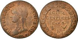 World Coins - Coin, France, Dupré, 5 Centimes, 1799, Bordeaux, , Bronze, Gadoury:126