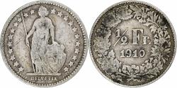 World Coins - Switzerland, 1/2 Franc, Helvetia, 1910, Bern, Silver, , KM:23