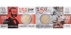 World Coins - Belgium, 2 Euro, 150 ans de la Croix Rouge, Coin card, 2014, Bi-Metallic