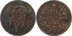 World Coins - Italy, Vittorio Emanuele II, 10 Centesimi, 1866, Strasbourg, Copper,