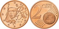 World Coins - France, 2 Euro Cent, 2014, Copper Plated Steel,