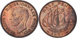 World Coins - Coin, Great Britain, 1/2 Penny, 1951