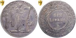 World Coins - Coin, France, Écu de 6 livres non daté, AN II, Rouen, Pedigree, PCGS,