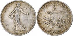 World Coins - France, 2 Francs, Semeuse, 1908, Paris, Silver, , Gadoury:532, KM:845.1