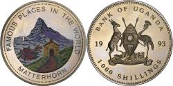 World Coins - Uganda, 1000 Shillings, Matterhorn, 1993, Copper-nickel,