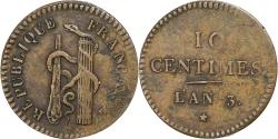 World Coins - France, 10 Centimes, Essai au Faisceau, Massue et Serpent, AN 3, Paris, Bronze