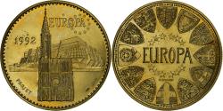 World Coins - France, Medal, Ecu Euro, EUROPA, 1992, Copper-Nickel Gilt,