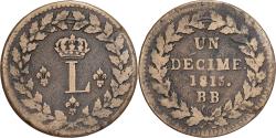 World Coins - France, Louis XVIII, 1 Décime, 1815, Strasbourg, Bronze,