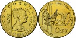 World Coins - Denmark, 20 Euro Cent, Fantasy euro patterns, 2002, Brass,