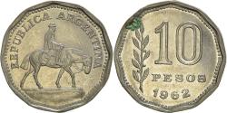 World Coins - Coin, Argentina, 10 Pesos, 1962, , Nickel Clad Steel, KM:60
