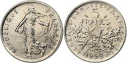 World Coins - France, 5 Francs, Semeuse, 1993, Paris, Nickel Clad Copper-Nickel,