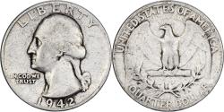 Us Coins - United States, Quarter, Washington, 1942, Philadelphia, Silver,