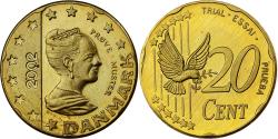 World Coins - Denmark, Margrethe II, 20 Centimes, Fantasy Trial Euro, 2002, Nordic gold