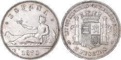 World Coins - Coin, Spain, Provisional Government, 5 Pesetas, 1870, Madrid, , Silver