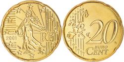 World Coins - France, 20 Euro Cent, 2001, Paris, FDC, , Brass, KM:1286