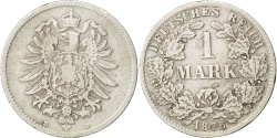 World Coins - GERMANY - EMPIRE, Mark, 1876, Munich, KM #7, , Silver, 24, 5.38