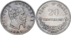 World Coins - Italy, Vittorio Emanuele II, 20 Centesimi, 1863, Milan, Silver,