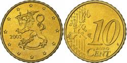World Coins - Finland, 10 Euro Cent, 2003, Vantaa, Brass, , KM:101