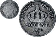 World Coins - Coin, France, Napoleon III, 20 Centimes, 1866, Bordeaux, , Silver