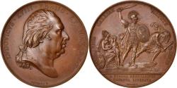 World Coins - France, Medal, Louis XVIII, Politics, Society, War, 1823, Gayrard,