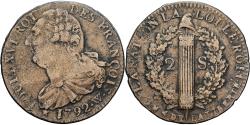World Coins - France, Constitution, 2 Sols, 2 sols françois, 1792 / AN 4, Lille, Bronze