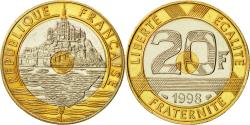 World Coins - Coin, France, Mont Saint Michel, 20 Francs, 1998, Paris,