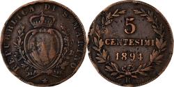 World Coins - San Marino, 5 Centesimi, 1894, Rome, Copper, , KM:1