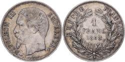 World Coins - France, Napoleon III, 1 Franc, 1858, Paris, Silver,